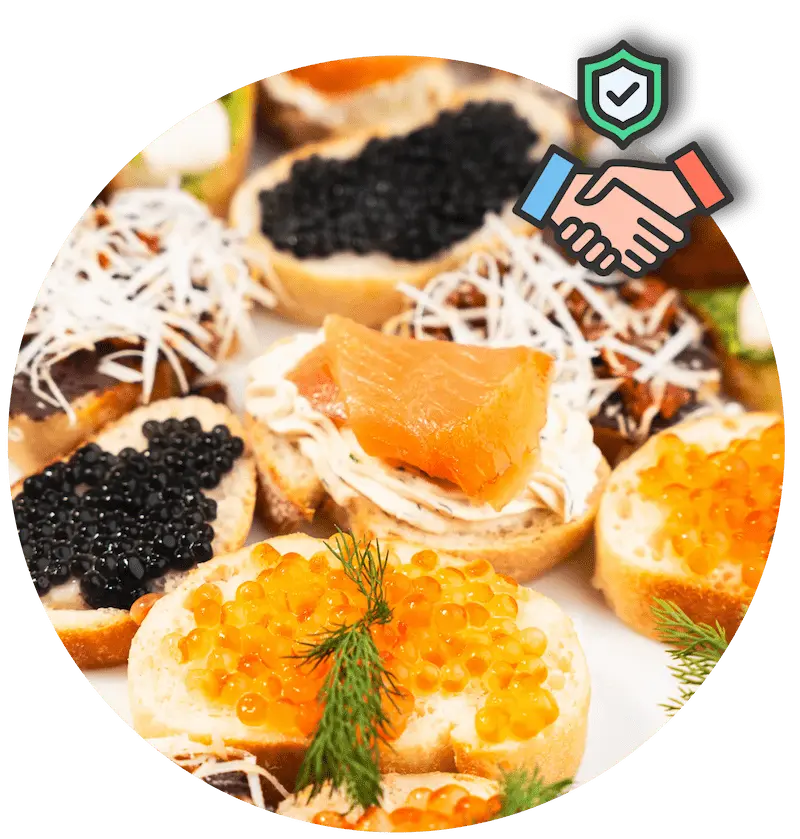 Разнообразие от различни видове брускети, приготвени с любов и качество.